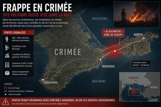 Une frappe aurait visé une installation militaire près de la route Kertch–Feodossia en Crimée Business & Finance